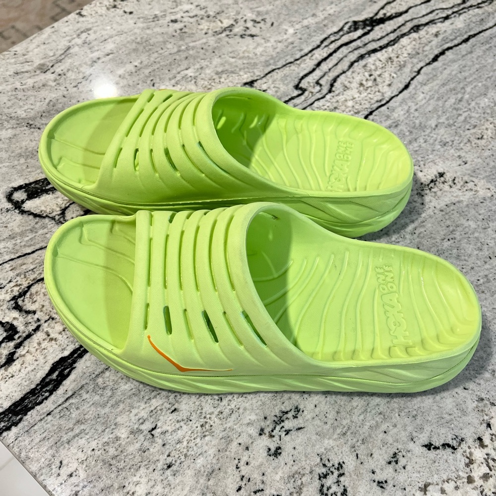 Hoka Ora Recovery Slide Butterfly Green Radiant Yellow Men’s 11/ Women’s 13